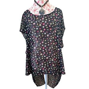 Torrid Black Multicolor Star Print Blouse